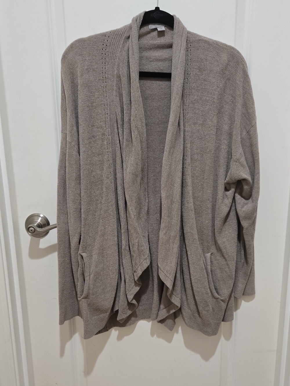Barefoot Dreams Taupe Open-Front Draped Cardigan